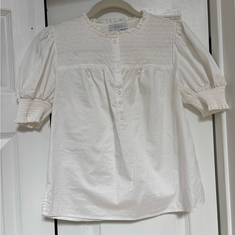 Sedge White Ruffled Blouse